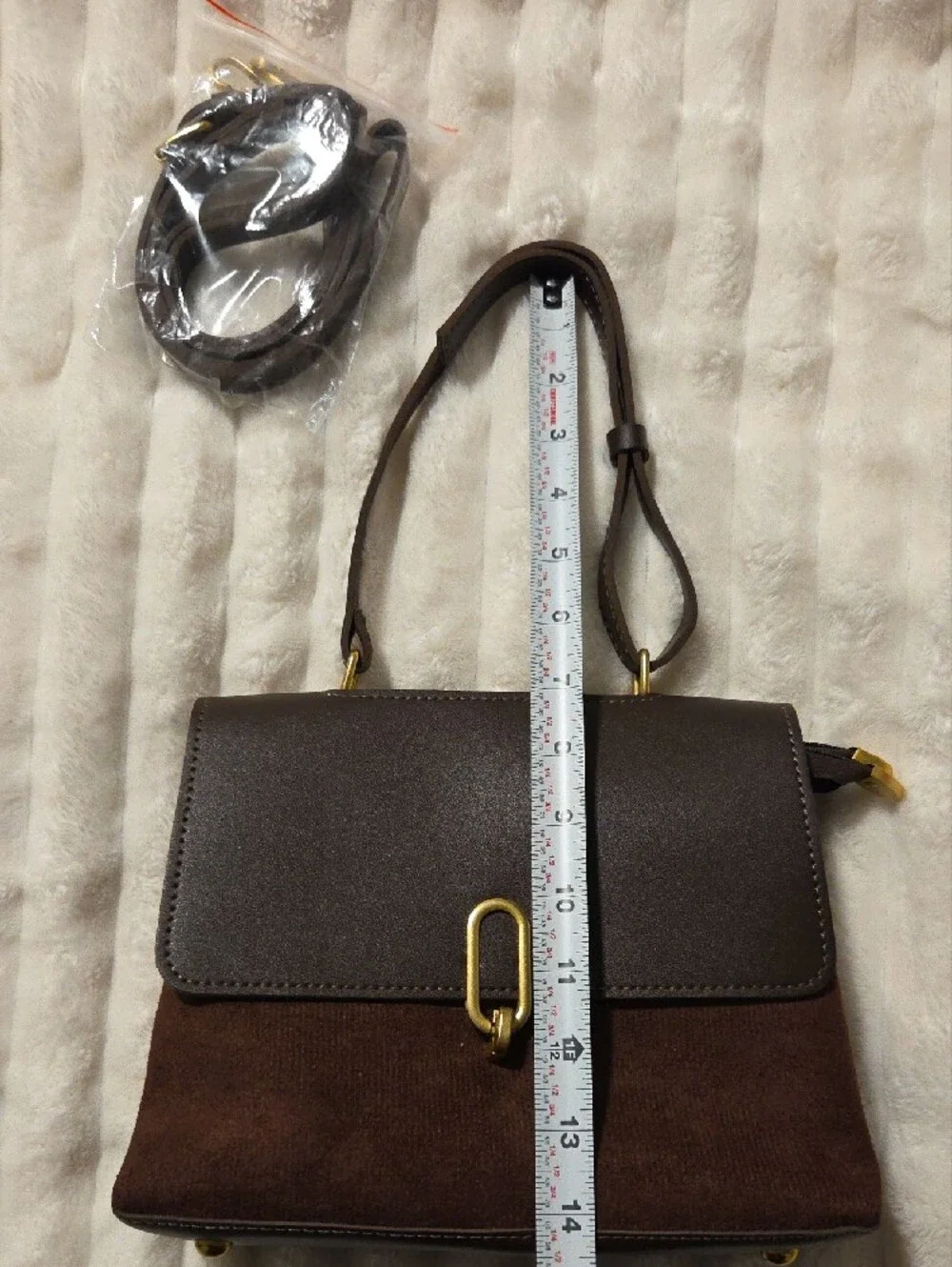 Brown Women's Top-Handle Crossbody Bag with Gold Hardware